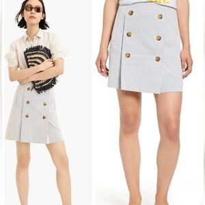 J Crew Button-front Seersucker Stretch Mini, sz.00 NWT